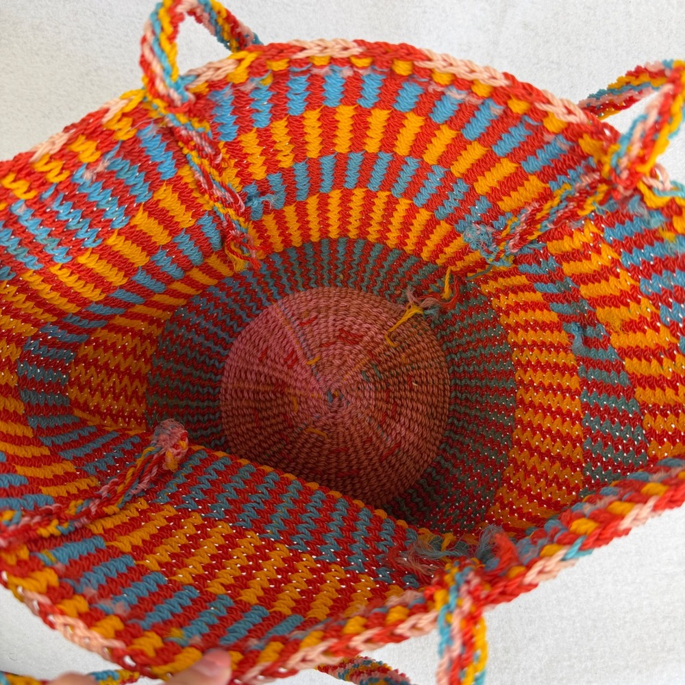 Boho Woven Straw Tote Bag Multi Color Striped Beach Shoulder Bag Summer Purse - Picture 4 of 9